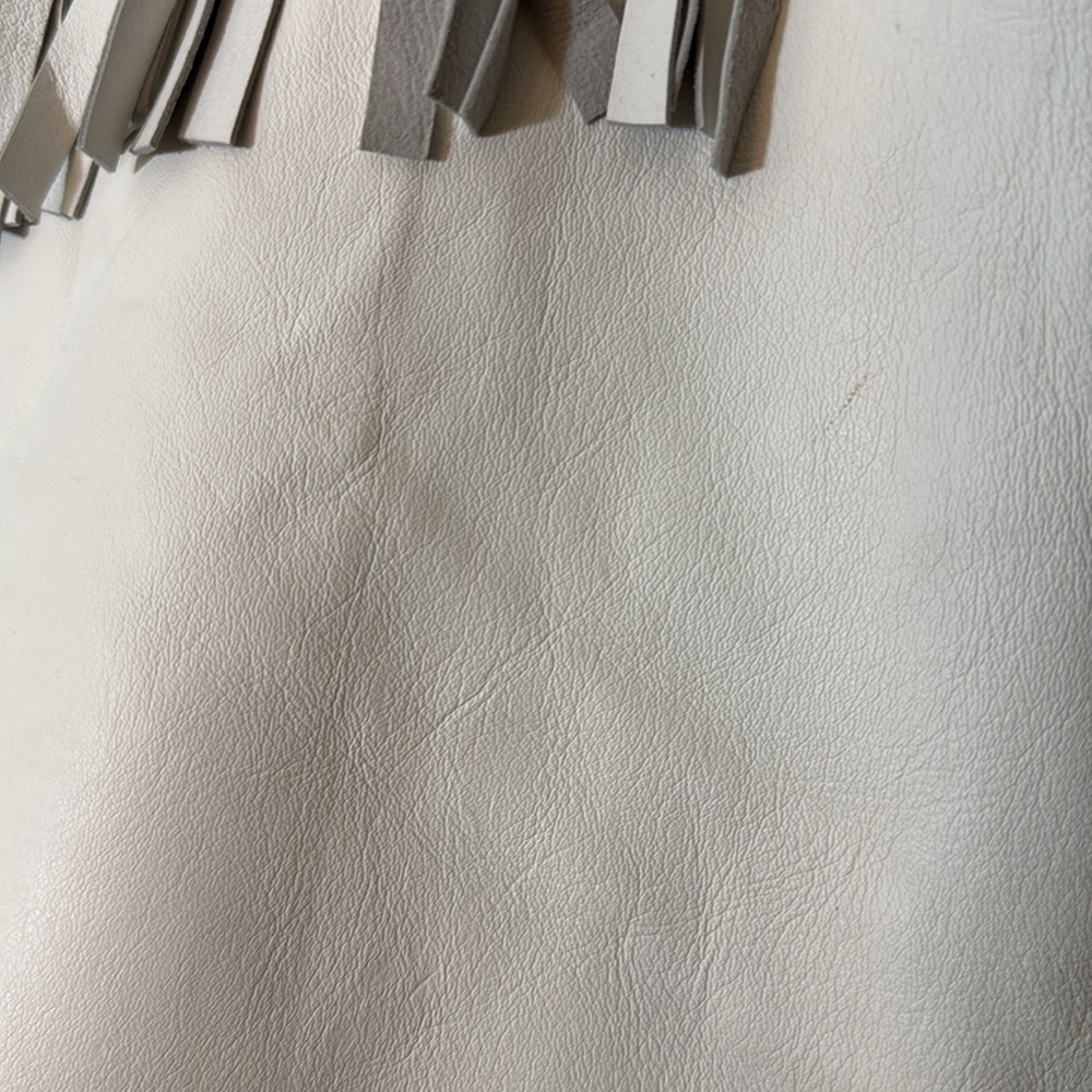 Topshop Roy fringed white leather jacket US size 12 - Picture 14 of 16